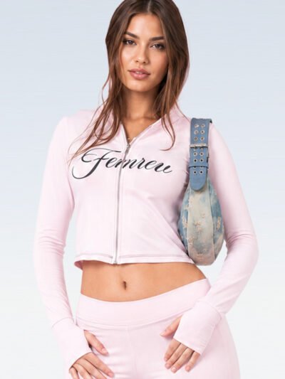 PRETTY BISH HODDIE - licra pink - estampado negro